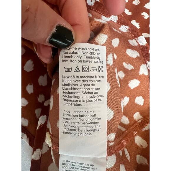 J.CREW Drapey Ruffleneck Top, Brushstroke, Printed 365 Crepe, Medium, Orange - Picture 11 of 12